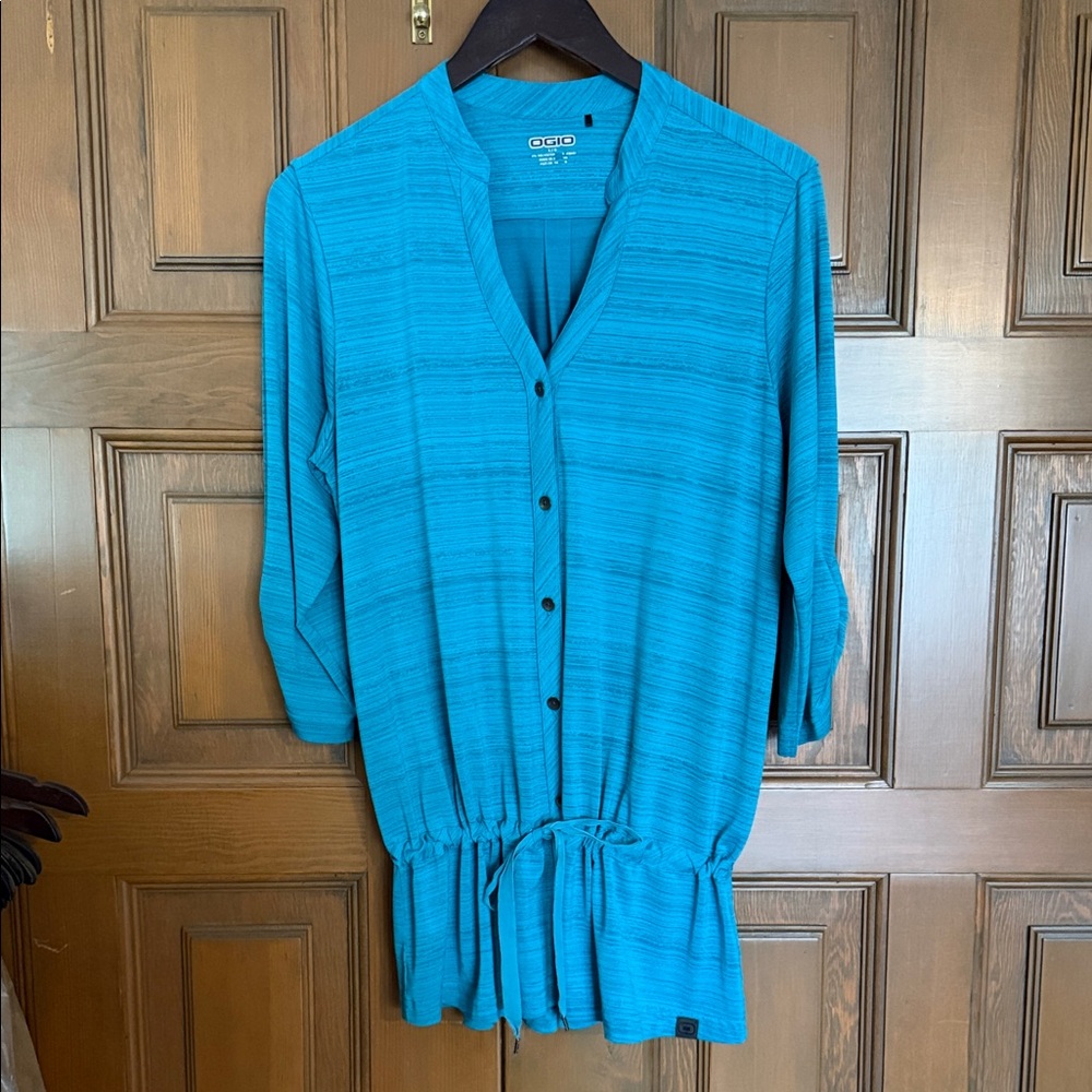 OGIO Women's Teal Button-Front Drawstring Tunic Top